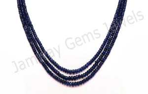 AA Natural BLUE SAPPHIRE Gemstone Faceted Roundel Beaded Necklace-Blue Sapphire - Picture 1 of 4