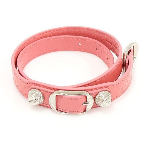 Bracciale donna Balenciaga gigante triplo tour in agnello rosa con ferramenta argento