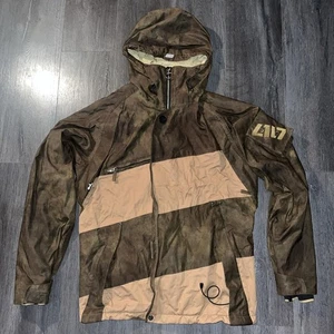 L1 Premium Outerwear Mens Medium Snowboard Jacket Brown Gold Hooded Full Zip Ski - Picture 1 of 15