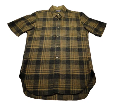 Pendleton Board Shirt Men’s M 1960s Brown Gold Plaid Wool Short Sleeve USA - Image 1 of 4