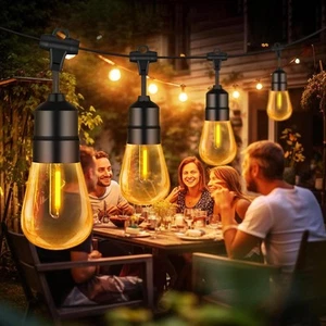 HEAVY DUTY FESTOON IP65 WATERPROOF LED OUTDOOR GARDEN STRING LIGHTS 98FT - Picture 1 of 15