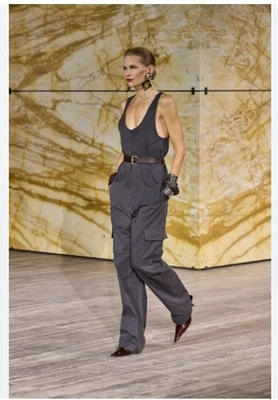 SAINT LAURENT подпоясанный хлопок грузовые брюки брюки £2,115 F38 Великобритании 10 12 взлетно-посадочная полоса серый - Изображение 1 из 4