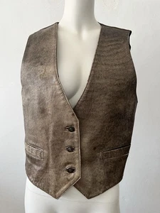 Pierre Balmain Paris Olive Green Rustic Distresssd Leather Vest Size 2 w/flaws - Picture 1 of 11