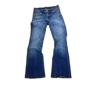 7 For All Mankind Schlagjeans Damen Gr. 26 blau Stretch Denim Reißverschluss - Bild 1 von 9