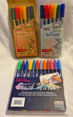 3 Packages MARVY UCHIDA Markers - Brush - LePlume - Calligraphy - Used One Time - Image 1 of 4
