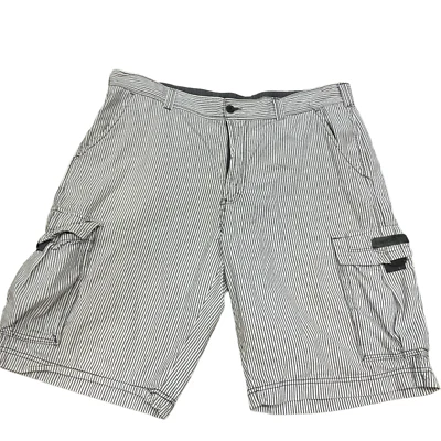 Pantalones Cortos de Carga Union Bay Gris Blanco Rayas Para Hombres 6 Bolsillos Dobladillo Puño Talla 40 Foto 1 de 4