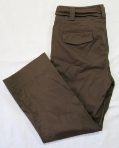 Apóstrofo Mezcla de algodón Pantalones marrones Cinturón elástico Bolsillos Botones Tamaño 6 Pequeño - Imagen 1 de 10