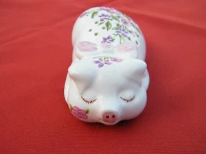 Statuina Pourri Pig in porcellana Avon 1978 decorata a mano con vaso 5" - Foto 1 di 5