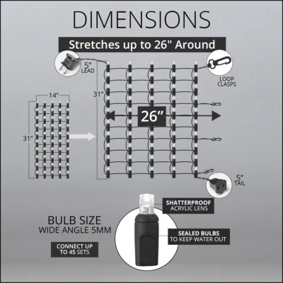 LED Stretchable Tree Trunk Wrap Net Lights 3 Sizes White Multi Christmas Outdoor - Image 1 of 3