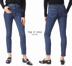 RAG & BONE NUEVO CON ETIQUETAS $225 CIGARRILLO ALTO TOBILLO OSCURO PAZ JEAN. HECHO EN USA. Talla 26 - Imagen 1 de 13