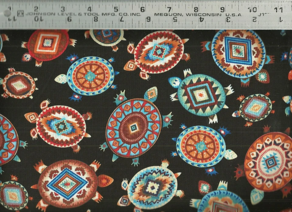 Timeless ~ Southwest Painted Turtles Native Design 100% Cotton Quilt Fabric BTY - Image 1 of 1