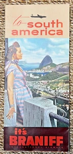 Vintage 1958 Travel Brochure "Braniff Airways to South America" w/ Map - Picture 1 of 2