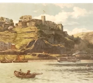Ruine Rheinfels Eckenbrecher 1842 1921 Chromolithographie Circa 1890 38 x 50 cm - Imagen 1 de 11