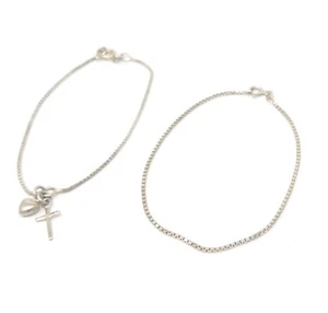 VINTAGE STERLING QUADRATISCHE KLEINE KETTE MIT KREUZ ARMBAND.925 NACHLASSFUND 4,3 GRAMM - Bild 1 von 1