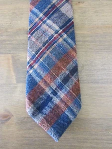 Cravatta uomo vintage Woolcrofter by Wembley misto lana marrone blu a quadri 3"X57" - Foto 1 di 3