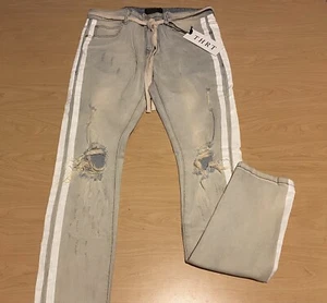 THRT DENIM Ripped Skinny Jeans Pants 32x32 RARE NEW Distressed Blue NWT - Picture 1 of 12