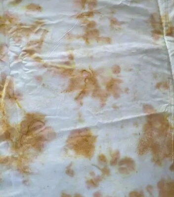 Vintage Sewing Fabric Batik Tie Dye Gold Green w/Hint of peach 1ydx45" Cotton - Image 1 of 3