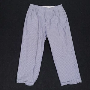 Polo Ralph Lauren Seersucker Pants Mens 34x31 Blue Striped Preppy Cotton Trouser - Picture 1 of 16
