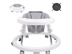 Foldable 9-Gear Height Adjustable Baby Walker with Wheels, Infant Toddler Walker - Picture 1 of 6