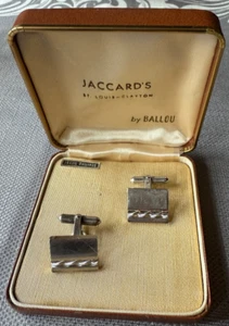 VINTAGE PAIR OF 1930's B.A. BALLOU STERLING SILVER CUFF LINKS 5/8"X3/4" 18 grams - Picture 1 of 8