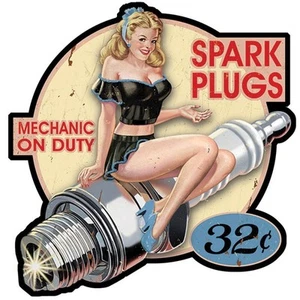 Pin up Spark Plugs right Sticker droit vinyle laminé - Picture 1 of 1