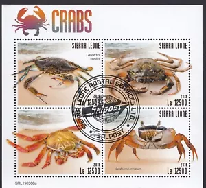 Sierra Leone 2019 Crabs Marine Life Miniature Sheet, CTO - Picture 1 of 1