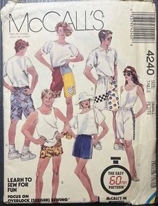 Vintage McCalls Nähmuster Misses Herren Teen Jungen Shorts Größe Small ungeschnitten FF - Bild 1 von 3