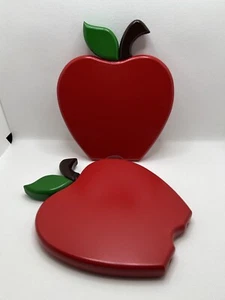 Wooden Flat APPLE Shape Wood Decor Book Ends.? Half Inch Thick 7 1/2” Tall Red - Picture 1 of 4