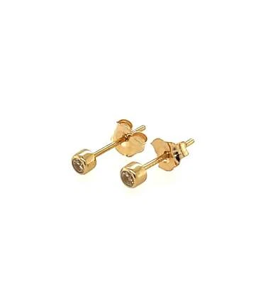14K Yellow / White / Rose Gold  Bezel Stud Earrings - Image 1 of 4