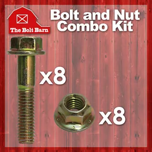(8) 1/2-13x2 Grade 8 Hex Flange Bolts & (8) 1/2-13 Flange Lock Nuts Yellow - Picture 1 of 3