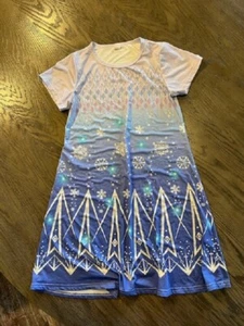 NO LABEL BLUE FROZEN NIGHTGOWN S/S POLYESTER PRINT SZ 130/6-7 Gently Worn - Picture 1 of 4