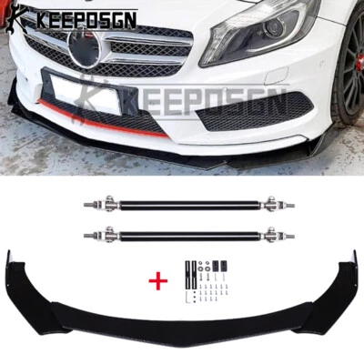 For Mercedes Benz A-Class A180 Gloss Front Bumper Lip Splitter Spoiler Strut Rod - Image 1 of 4