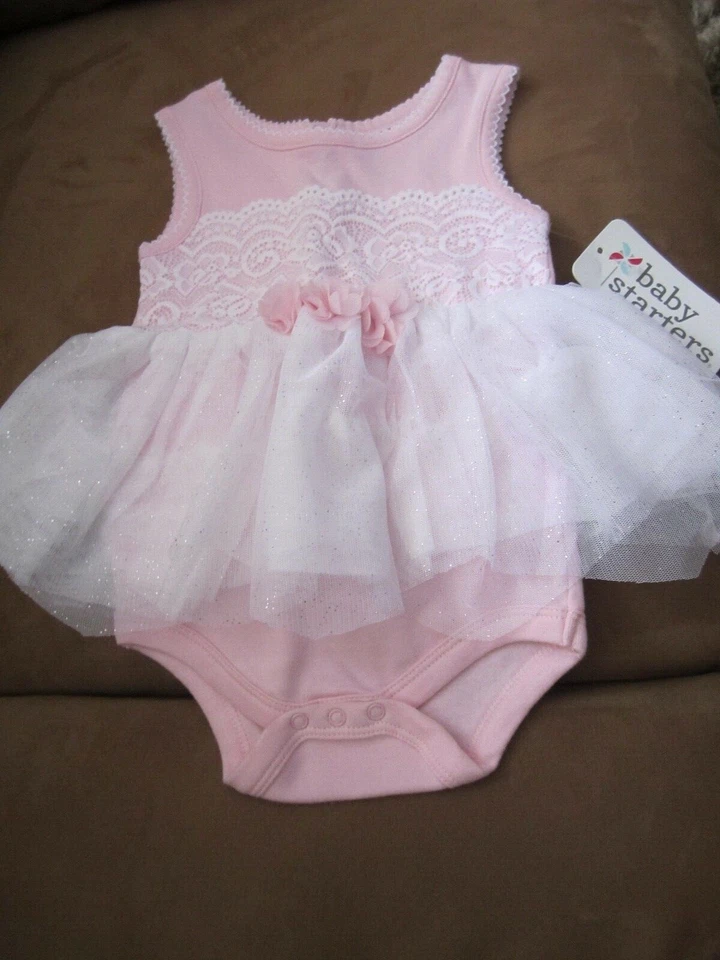 Body Tutú Baby Starters Infantil Niña Rosa y Blanco Una Pieza ~ 9 Meses ~ Nuevo Foto 1 de 1