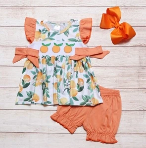 NEW Boutique Peaches Tunic & Shorts Girls Outfit Set - Picture 1 of 2