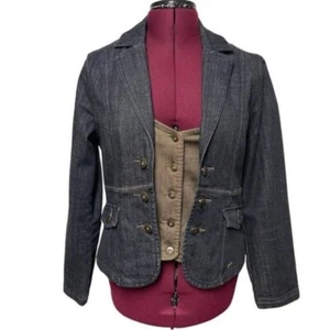 Vintage Point Zero Nicole Benisti Denim/Jeans Jacket With Built-in Vest Size XL - Picture 1 of 15