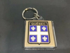 Vintage Souvenir Keyring DRAPEAU DU QUEBEC FLAG Keychain FLEUR DE LYS Porte-Clés - Picture 1 of 12