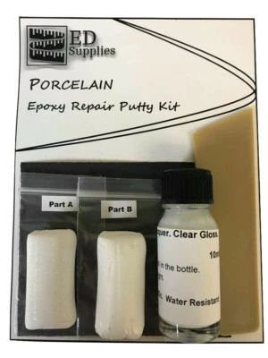 ED SUPPLIES Porcelain Baths, Sinks & Shower Trays Epoxy Repair Putty Kit – Repairs Chips.