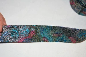 Borde de cachemira asiática azul brillante de colección ~ correa ~ cinturón ~ 1/4" con x 3 yardas L - Imagen 1 de 1