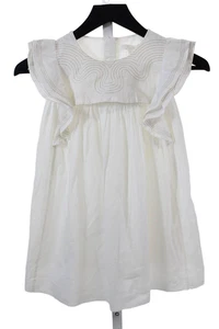 Chloe Girls Cotton Round Neck Sleeveless Lined Tank Dress White Size S - Picture 1 of 6