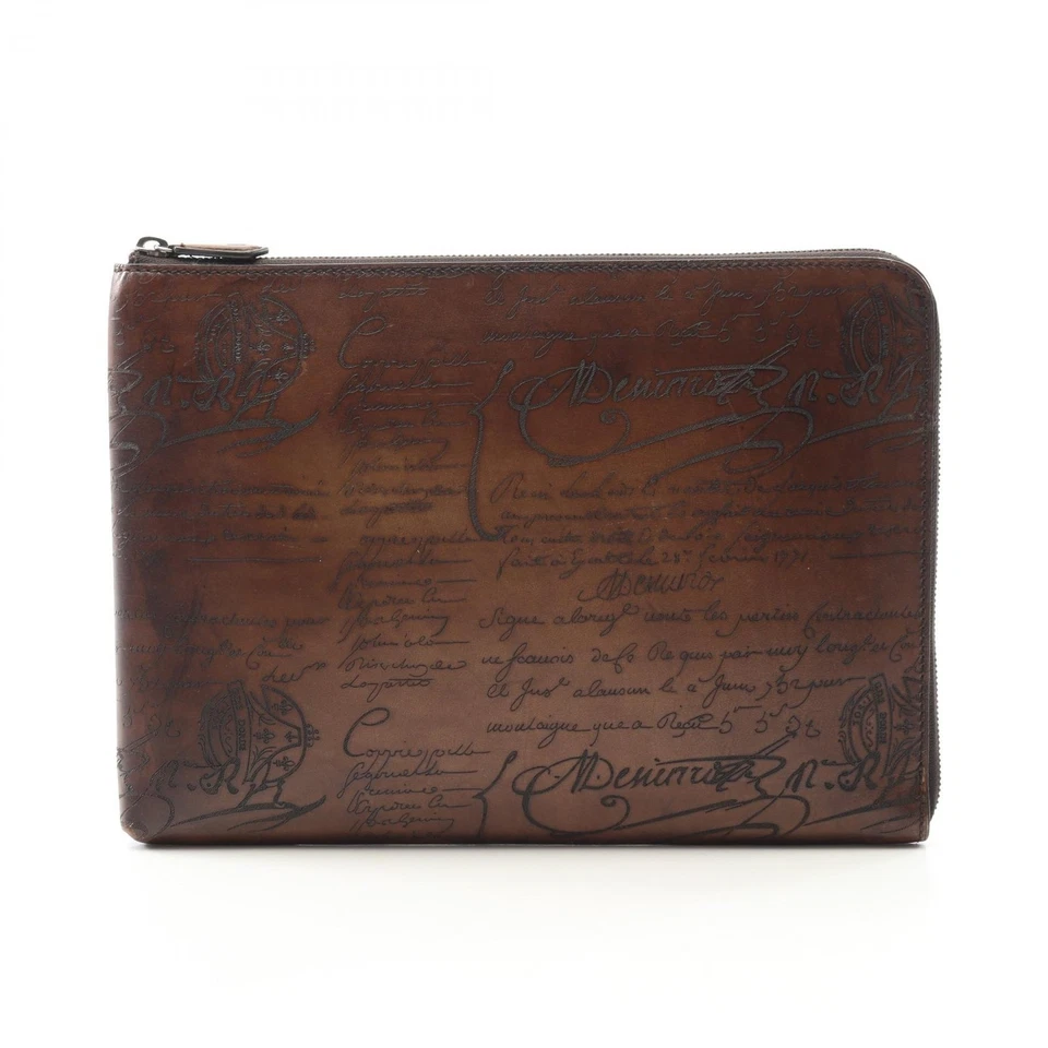 Berluti Nino GM каллиграфии бизнес клатч кожи коричневый б/у мужской - Изображение 1 из 4