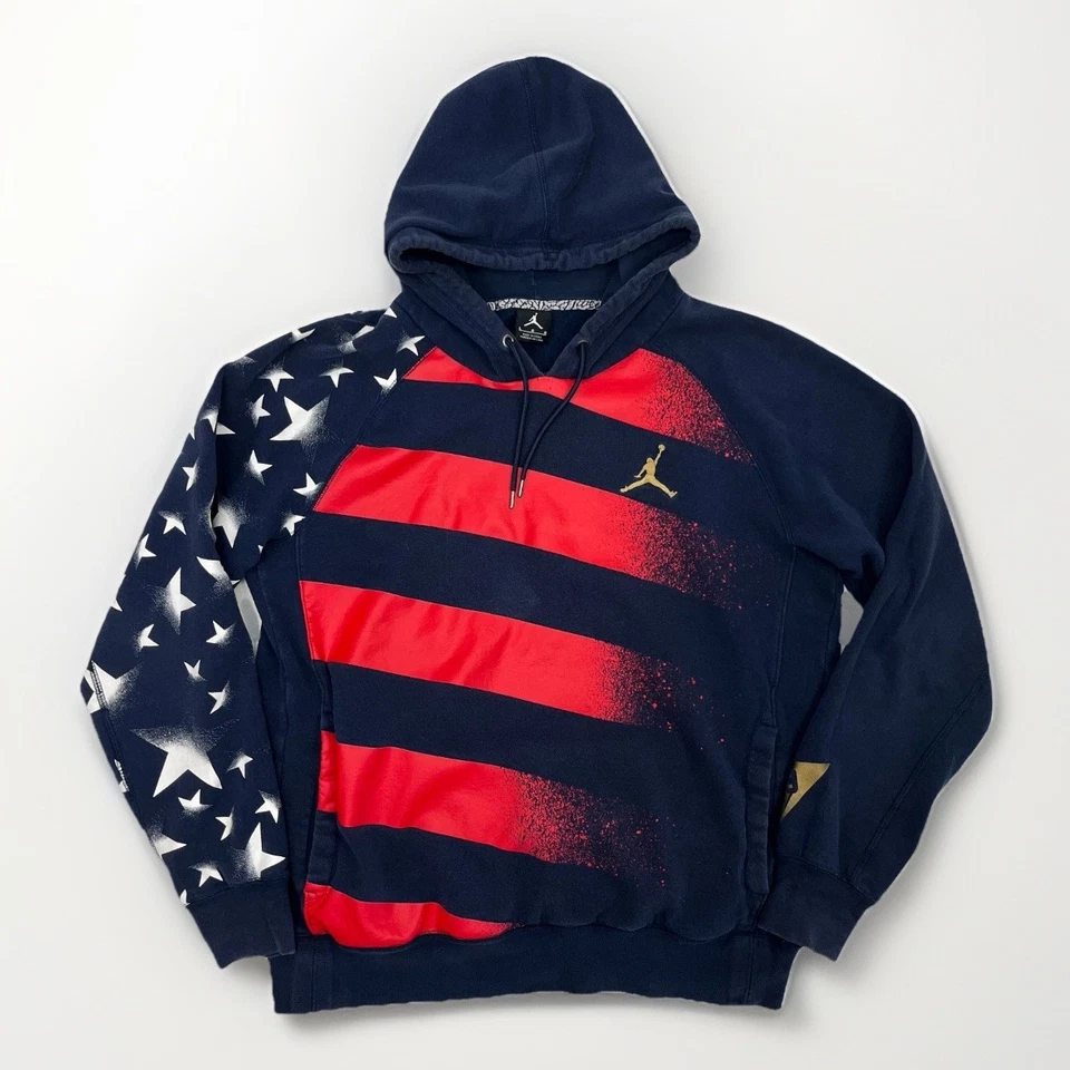 Nike Air Jordan AJ7 Stars & Stripes USA Pullover Hoodie Sweatshirt Navy Mens L - Image 1 of 4