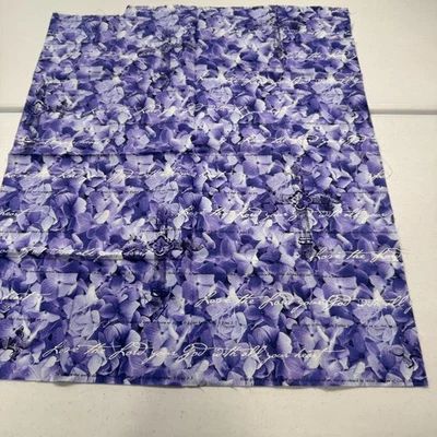 fabric quilting cotton purple floral gospel 1 john 1:3 48x27 - Image 1 of 4