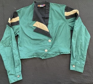 Camicia vintage RENO Western turchese manica lunga cropped taglia media 100% cotone - Foto 1 di 10