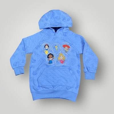 Disney 100 Sudadera con Capucha Niñas XS 4/5 Azul Acolchado Pullover Princesa Mirabel Jessie Foto 1 de 4