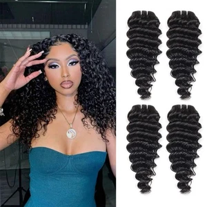 Deep Wave Human Hair bundles 14 Inch 12A Grade Brazilian Human Hair 100% Virg... - Imagen 1 de 7