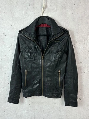 Superdry Black Leather Zip Pocket Long Sleeve Men’s Jacket Size S - Image 1 of 4