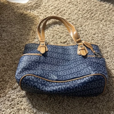 New Giani Bernini Women's Blue Signature Block Print Saffiano Tote Handbag - Image 1 of 4