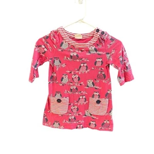 Mini Boden Owl Tunic Dress Pockets Striped Details 100% Cotton Size 7-8Y - Picture 1 of 6