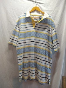 ENYCE Mens Cotton XXL Blue Yellow Striped Polo Short Sleeve Comfort Casual Shirt - Picture 1 of 11