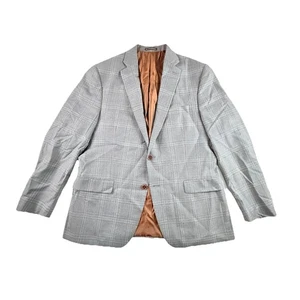 Hart Schaffner Marx Sport Coat Men 44R Gray Check Elbow Patch Wool Canada Made - Picture 1 of 15